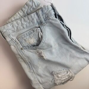 H&M Boyfriend Jeans Low Waist Distressed Light Wash Denim Size 28